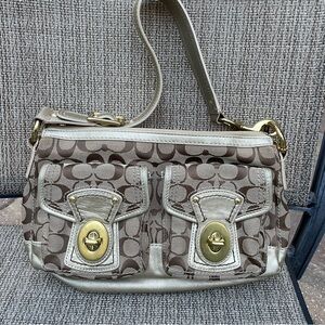Coach tan and gold bag